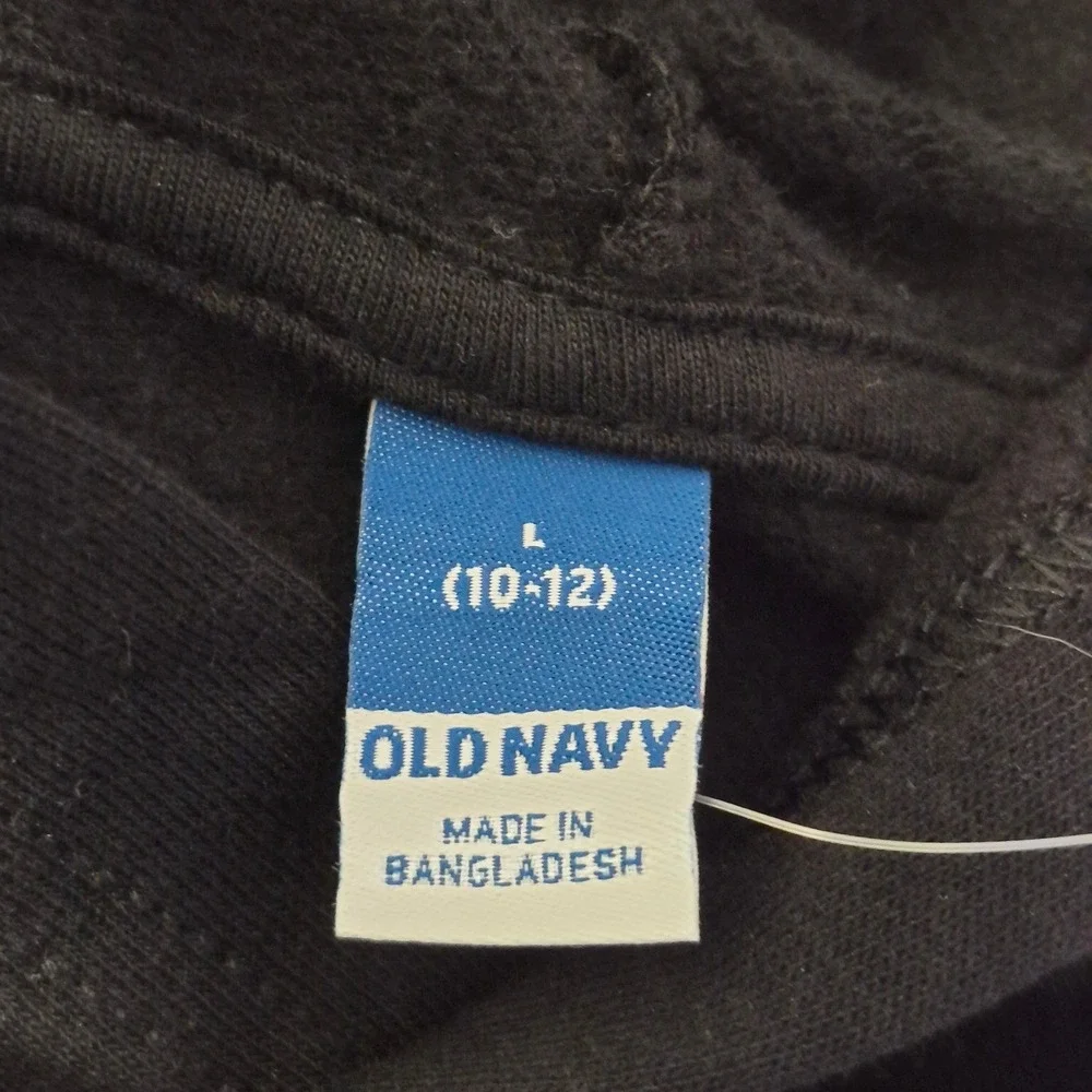 Old Navy Kids Pullover Hoodie Solid Black‎ Blank Wardrobe Staple NWT L 10/12